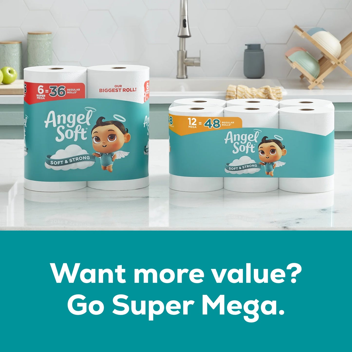 (4 Pack) 2-Ply Toilet Paper, 18 Mega Rolls